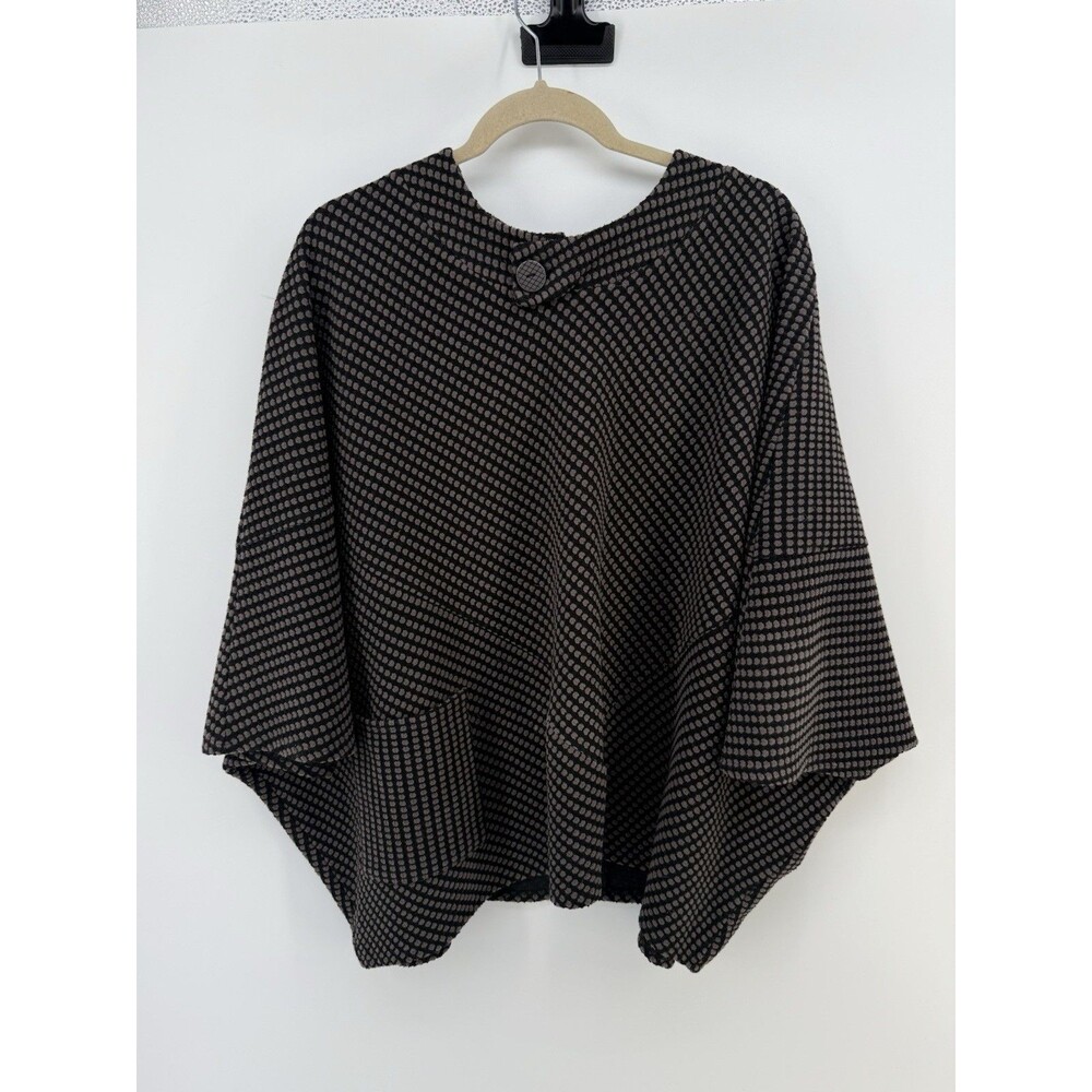 Habitat Women Poncho Sweater size L Textured Pullover Cotton Blend Boxy polka